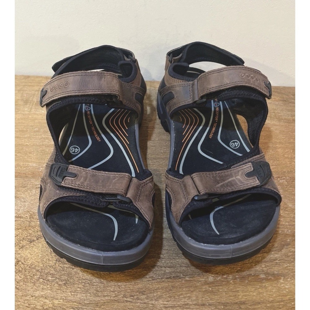 ECCO Yucatán Offroad Sandals Mens 46 US 12 Brown Leather Hiking Comfort Strap